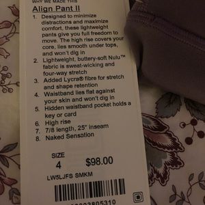 lululemon athletica Pants - NWT smoked mulberry align lululemon athletica Pants - NWT smoked mulberry align